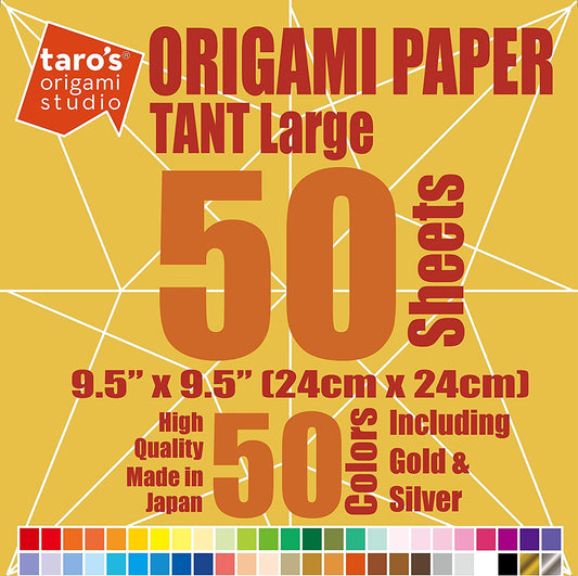 TANT Large size 9.5 inch (24cm) Japanese Origami Paper, 50 Double Sided Sheets