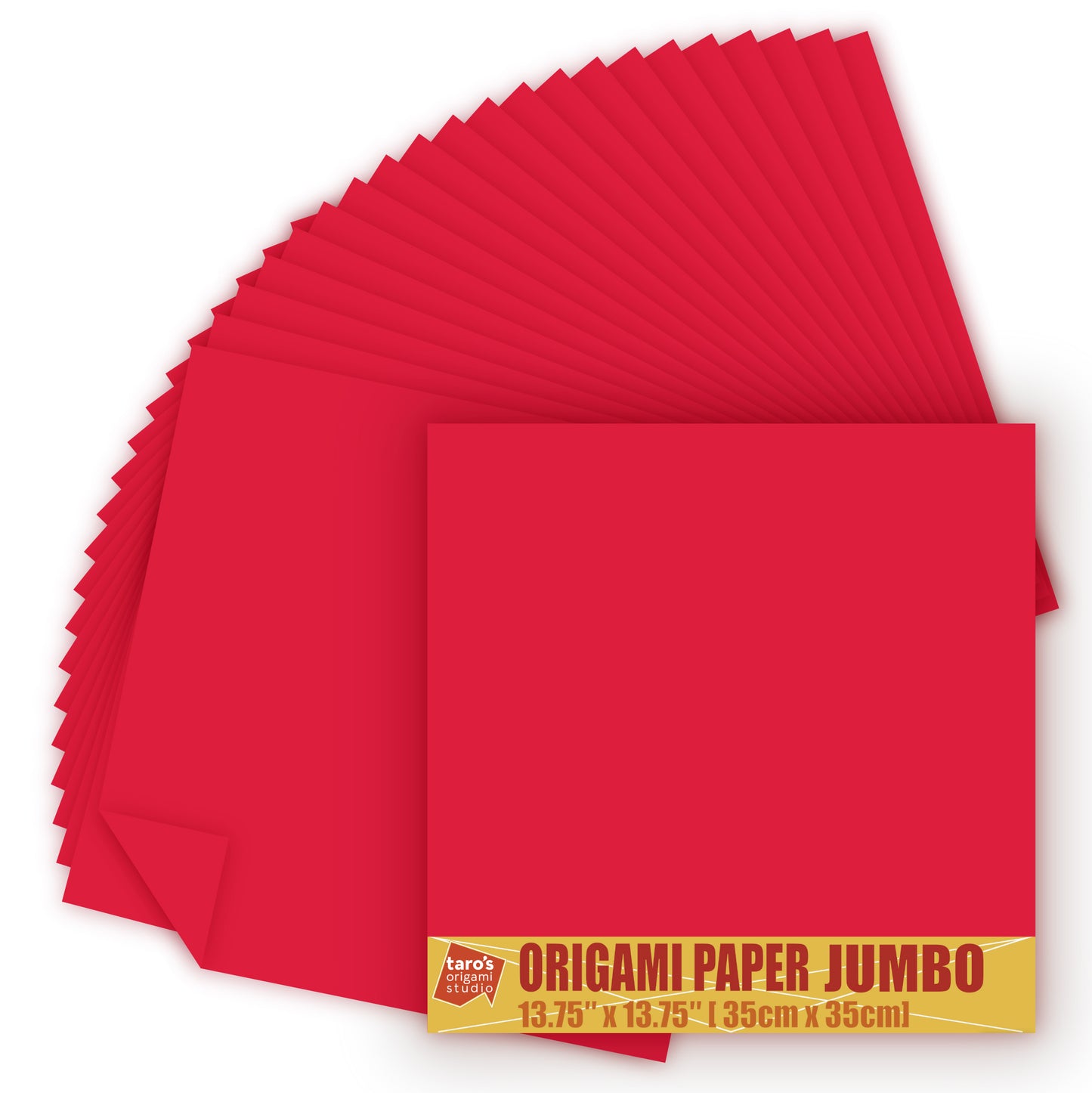 [Taro's Origami Studio] TANT Jumbo 13.75 Inch (35 cm) Double Sided Single Color (Crimson Red) 20 Sheets (All Same Color) for Beginner to Expert (Made in Japan)