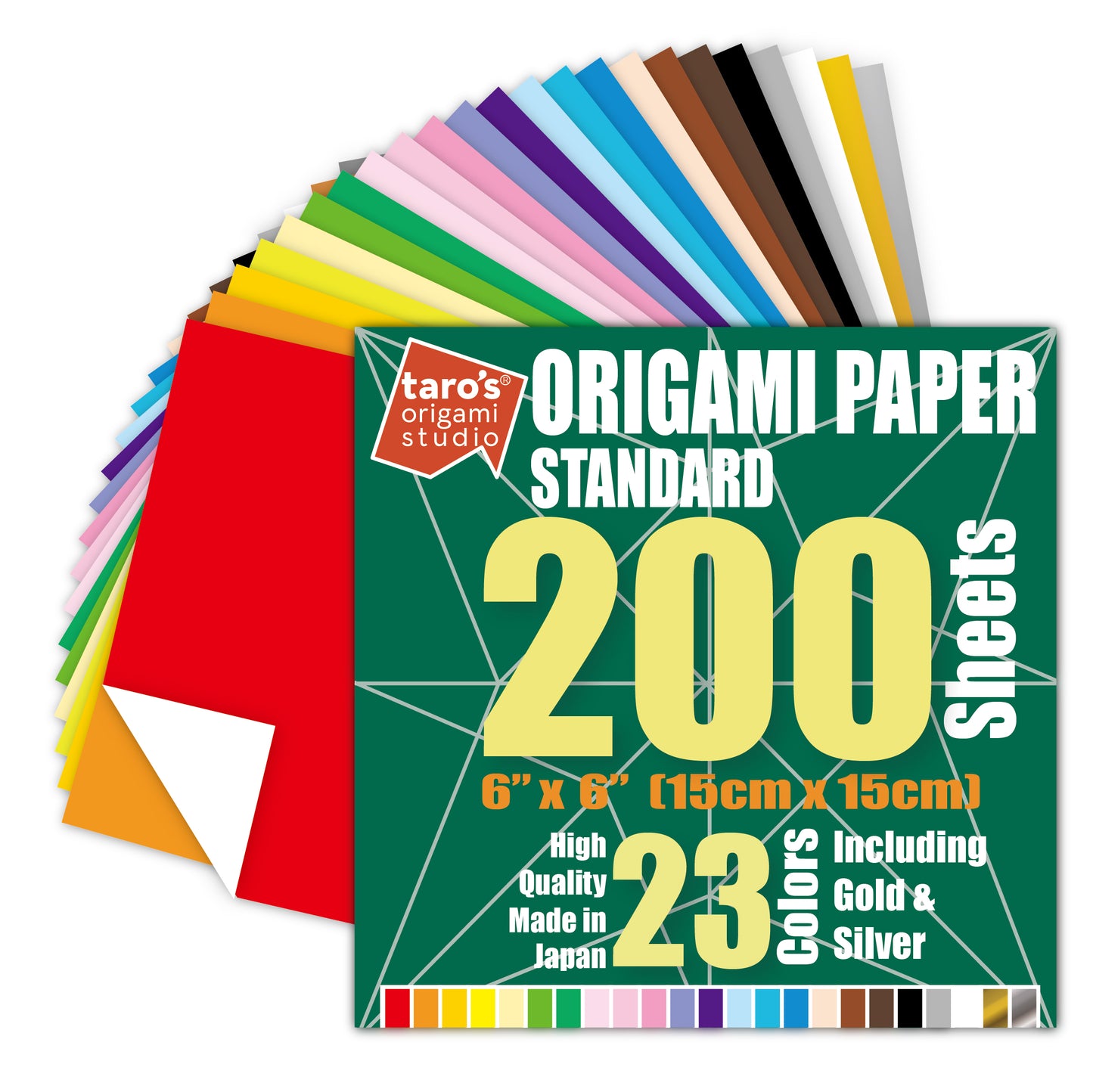 6 inch, 200 Sheets, Single Side 23 Colors Including Gold and Silver