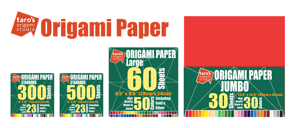 Large size 9.5 inch Premium Japanese Origami Paper, 60 Sheets, Single Side 50 Colors Including Gold and Silver by Taro's Origami Studio