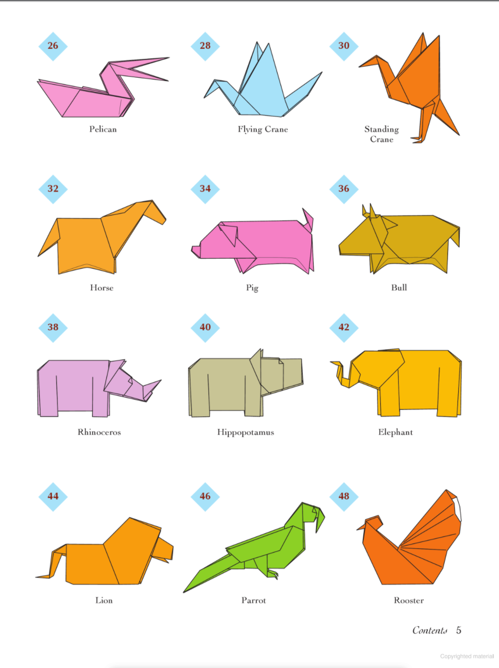 Easy Origami Animal Book + Standard 6 inch 65 Sheet Combo