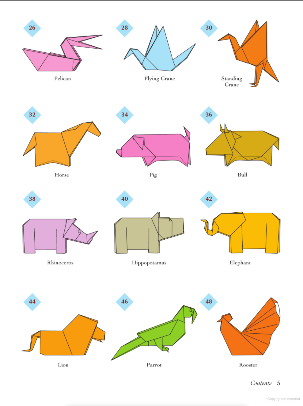 Easy Origami Animal Book + Standard 6 inch 65 Sheet Combo – Taro's ...
